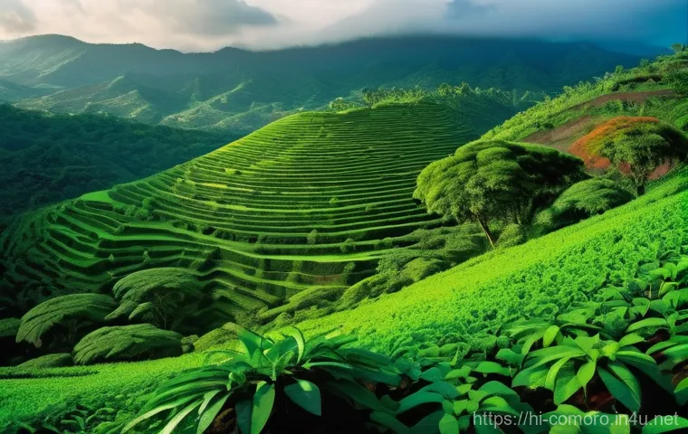 코모로 클로브 수출 역사 - **Historical & Natural Beauty of Comorian Clove Cultivation:**
"A panoramic view of the lush, vo...
