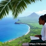 코모로 해외 유학생 비율 - **Comoros: Serene Study Oasis**
A diverse female student in her early twenties, wearing modest, ...