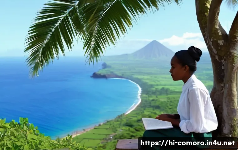 코모로 해외 유학생 비율 - **Comoros: Serene Study Oasis**
A diverse female student in her early twenties, wearing modest, ...