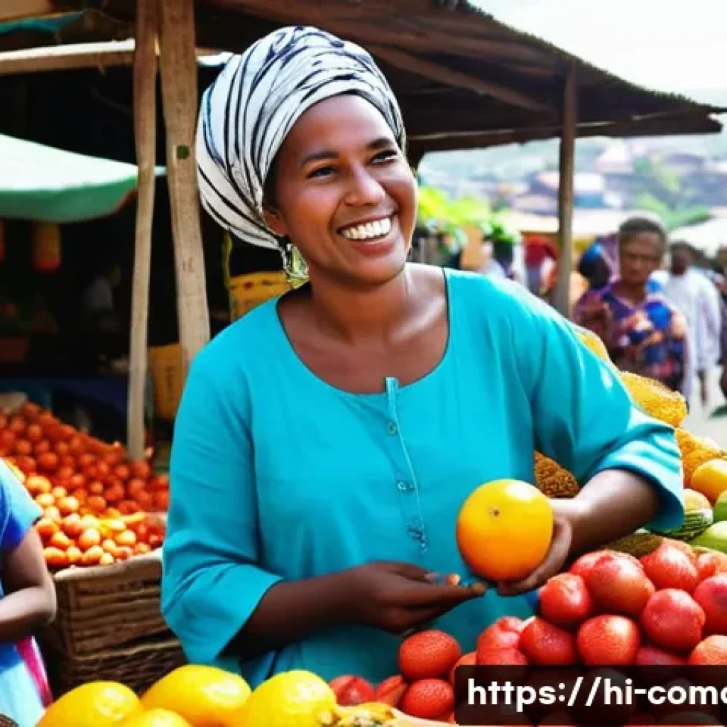 코모로 스와힐리어 기본 표현 - **Comoros Market Delight:**
A vibrant, bustling outdoor market in Comoros, filled with colorful ...