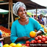 코모로 스와힐리어 기본 표현 - **Comoros Market Delight:**
A vibrant, bustling outdoor market in Comoros, filled with colorful ...